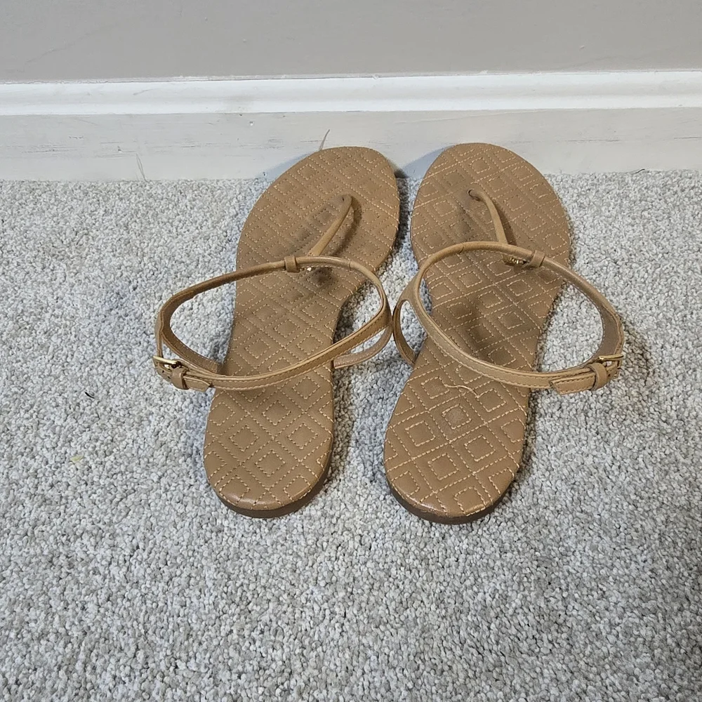 Tory Burch Marion Quilted Leather‎ Thong Toe Sandal Sz 9.5
